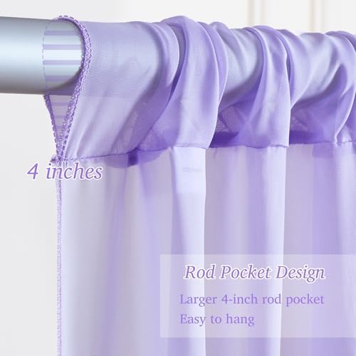 Shillance 20x10ft Lavender Chiffon Backdrop Curtain with Lights String for Wedding Sheer Tulle Curtain Photo Backdrops Drapes for Baby Shower Birthday Party Ceremony Decorations - Image 3