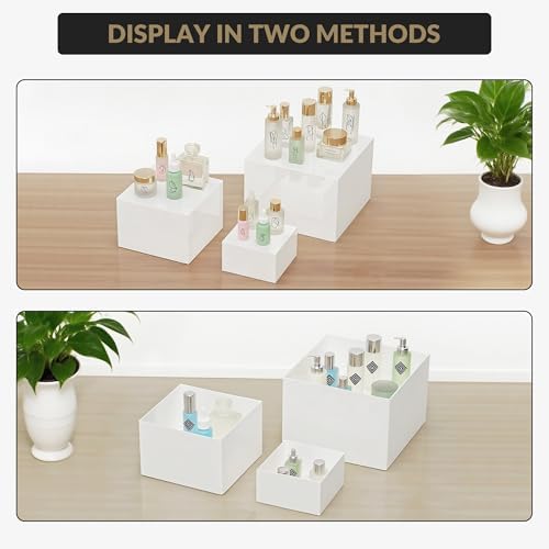 Garvee 6-Piece White Stackable Display Risers for Desserts – Multi-Sized Food Stands for Bakery, Wedding, Buffet, and Retail Display (Nesting & Space-Saving) - Image 6