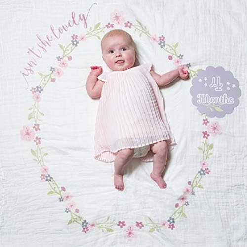 Lulujo Baby’s First Year Milestone Blanket and Card Set | 40in x 40in (Isn't She Lovely) - Image 2