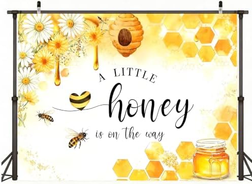 10x10ft Fabric Honeycomb Daisy Bee Backdrop, A Little Honey is On The Way Banner Photography Background Party Decorations Tapestry, Wall Art Home Decor, Photo Studio Props - Image 3