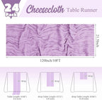 24 Pack Lavender Table Runner 10Ft Cheesecloth Table Runner Rustic Gauze Table Runners Romantic Long Sheer Fabric Cheese Cloth Table Runners for Wedding Party Bridal Baby Shower - Image 2
