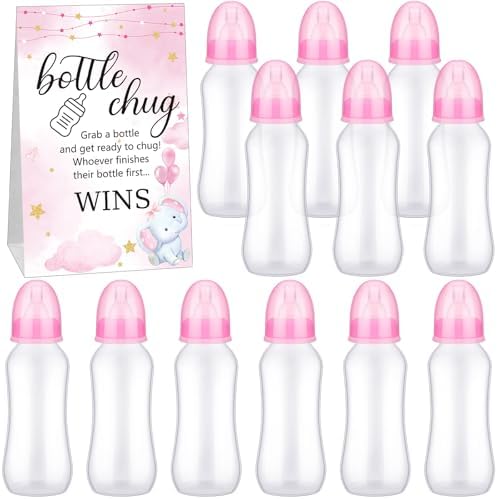 Trelaco 12 Pcs Baby Shower Bottle Chug Game, Elephant, Pink by TrelaCo