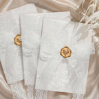 UNIQOOO 50 Sets Wedding Invitation Kit, White Floral Vellum Jackets for 5x7 Invitations w/Lace Ribbon & Eucalyptus Wax Seal Stickers, Wedding Invitation Accessories by UNIQOOO