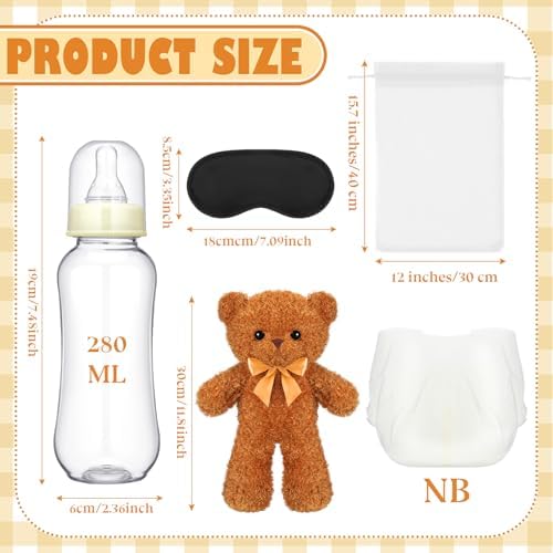 6 Sets Bottle Chug Baby Shower Games Tan Brown Bear - Image 4