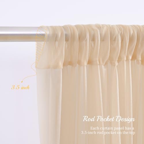 20x8ft Champagne Tulle Backdrop Curtain with Lights String for Parites, Sheer Backdrop Curtains for Wedding Baby Shower Birthday Party Photo Shoot Decorations - Image 5