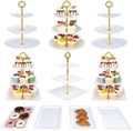 10 Pcs Dessert Table Display Set,with 6 Pcs 3-Tier Cupcake Stands & 4 Pcs Food Serving Trays- Cookie Tray Rack Cake Display Tower for Wedding, Baby Shower, Tea Party, Birthday Decorations by Unknown