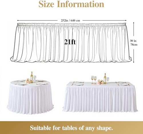 21ft White Satin Table Skirt for Rectangle & Round Table Teacher Desk Skirt - Image 5