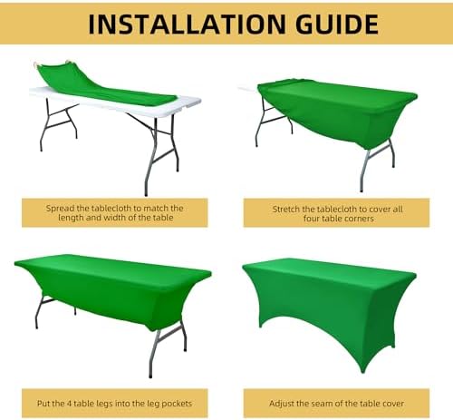 10-Pack 6ft Spandex Table Covers for Rectangle Standard Folding Tables - Wrinkle Resistant Stretch Tablecloths - Ultimate Fitted Table Protector for Parties, Banquet, Wedding - Image 5
