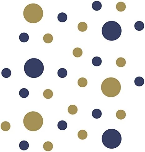 Navy Blue/Metallic Gold Vinyl Wall Stickers - 2 & 4 inch Circles (150 Decals) - Image 3