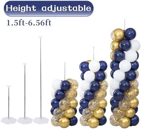Navy Blue and Gold Balloon Column Stand Kit Set of 2 for Floor - Image 4