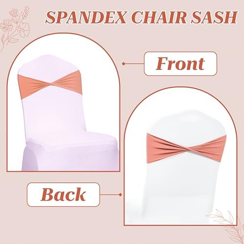 MDS Pack of 75 Spandex Chair Sashes Without Slider Buckles – Coral Peach - Image 4