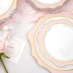 realluck 100Pcs White & Pink Plastic Plates for 50 Guests - Image 3