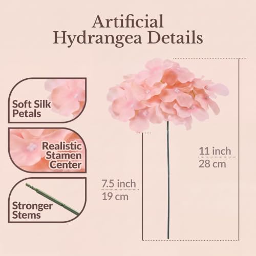 65PCS Hydrangea Artificial Flowers with Stronger Bendable Stems, Premium Silk Faux Hydrangea Flowers Bulk for DIY Wedding, Arches, Baby Showers & Event Decor(Pink Mix) - Image 3