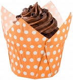 Restaurantware Panificio 1.2 Ounce Round Paper Cups 200 Polka-Dot Printed Baking Liners - Durable Disposable Orange Paper Baking Cups Withstands Up To 425F Ideal For Eclairs And Cupcakes - Image 6