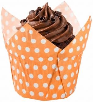 Restaurantware Panificio 1.2 Ounce Round Paper Cups 200 Polka-Dot Printed Baking Liners - Durable Disposable Orange Paper Baking Cups Withstands Up To 425F Ideal For Eclairs And Cupcakes - Image 6