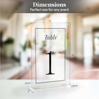 Acrylic Table Numbers 1-20 with Stand, Printed Black Font on 4x6 inch Acrylic, Clear Table Number Signs and Holders, Centerpiece for Events, Weddings, Reception, Party, Anniversary, and Decoration - Image 2