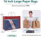 GSSUSA Red Paper Bags with Handles, Large Gift Bags 16x6x12, 50 Pack - Image 2