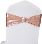 Spandex Rose Gold Chair Sashes 100 Pack Wedding Chair Bows Bands Buckles - Image 2