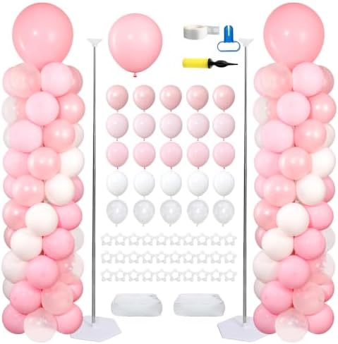 Light Pink Balloons Stand Column Kits 2 Sets Birthday Decorations by ZyloonDecoration