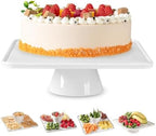 12.5" Square Ceramic Cake Stand 5-in-1 - White Pedestal Serving Platter for Wedding Birthday Party Baby Shower, Dessert Cupcake Fruit Display Stand, Multifunctional Kitchen Centerpiece by cikiciki