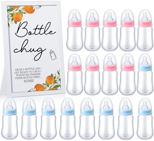 Roowest Bottle Chug Baby Shower Games Favors, Pink, Blue, Little Cutie by Roowest