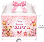 Personalized Baby Shower Keepsake Boxes. A set of 12 boxes personalized with the baby's name to add a special touch to your celebration. (Girl teddy bear) - Image 2