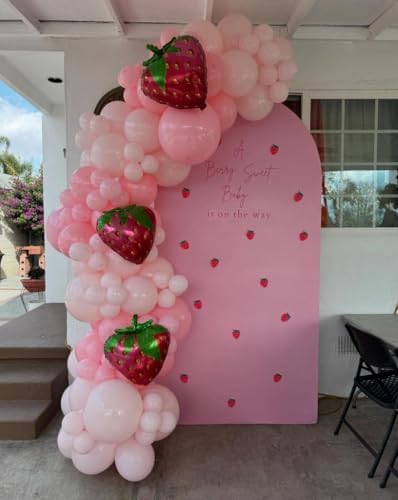 A Berry Sweet Baby is On The Way Arch Backdrop Cover Pink Strawberry Birthday Party Decorations Arch Stand Covers Baby Shower Fiesta Parties(3.3x6.5ft Cover,3888) - Image 4