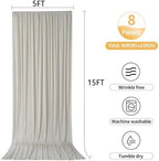 40ftx15ft Beige Backdrop Curtains for Parties, Wrinkle Free Polyester Beige Photo Backdrop Drapes 8 Panels 15 ft Long Back Drop Cloth for Wedding Birthday Photography Background Party - Image 6