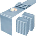 24 Pack Dusty Blue Satin Table Runners 12 x 108 Inch Long Table Runners for Rectangle Round Tables, Smooth Satin Table Runner for Wedding,Birthday Party Banquets Graduation Engagements Decoration by Pesonlook