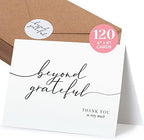 120 Heavyweight Blank Thank You Cards with Envelopes Beyond Grateful Thank You Cards, Bridal Shower, Engagement, Graduation, Wedding Bulk Pack Card with Envelopes & Stickers (4 x 6 Inches) (120 Pack) by Durabasics