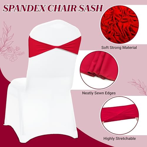MDS Pack of 125 Spandex Chair Sashes Without Slider Buckles – Red - Image 3