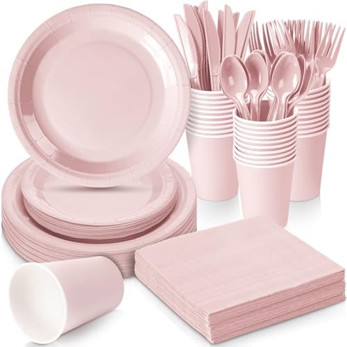 Dandat 350 Pcs Bridal Shower Decorations Baby Shower Party Supplies, Pink by Dandat