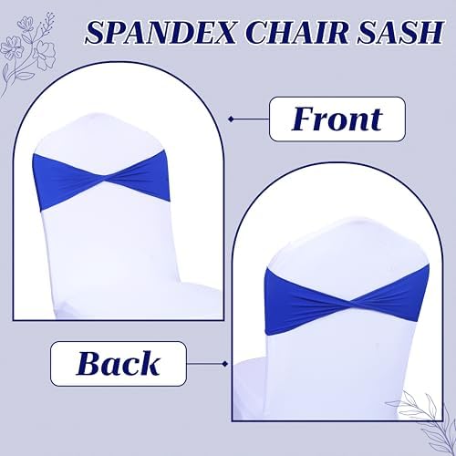 MDS Pack of 150 Spandex Chair Sashes Without Slider Buckles – Royal Blue - Image 4