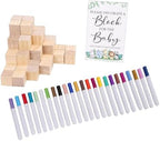 Baby Shower Games Sign Kit 75 Pcs - Baby Shower Blocks to Decorate Game Kit, Party Decorations with 24 Painting Pens for Gender Reveal, Interactive Wooden Blocks Activity for ( - Image 5