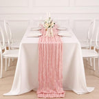 8 Pack Peach Pink Cheesecloth Table Runner 120 Inch Boho Wedding Decor - Image 4