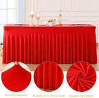 gogoparti 4 Pack Spandex Red Fitted Table Cloth for 6ft Rectangle Tables Red Stretch Tablecloth Table Covers Skirt Banquet Wrinkle Free Tablecloths for Parties Wedding - Image 6