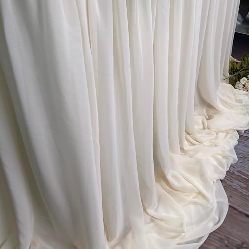 Pooling and Floating Chiffon Table Skirt with extra length, 6FT 9FT 14FT Sheer Tablecloth, Baby Shower, Birthdays Party, Main Cake Table Decoration, Wdding Table Skirt (Ivory, 9FT) - Image 6