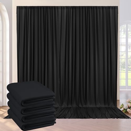 20ft x 8ft Black Wrinkle Free Backdrop Curtains for Parties, 4 Panels 5×10ft Thick Silky Photo Backdrop Drapes for 50th Anniversary Birthday Party Baby Shower Wedding Photography Home Decor by ENJOYYOURPARTY