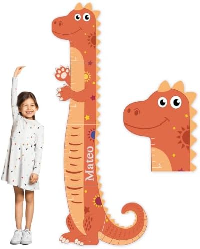 Personalized Name Kids Height Wall Chart - Tyrannosaurus Rex Height Chart by Woodemon