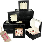 Bakepacker Black Cookie Boxes With Window 6x6x3 inches 240pcs by Bakepacker