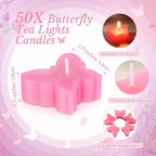 MTLEE 50 Sets Butterfly Candle Baby Shower Favors for Guests, Pink - Image 2