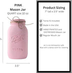 Pink Centerpieces for Baby Shower - Pink Mason Jar Flower Vase Centerpiece - Set of 5 Painted Mason Jars – 32 oz – Pink Rustic Mason Jar Centerpiece Baby Shower, Birthday (5 Pink w/Hydrangea) - Image 2