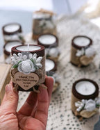 Ju's Favors 10 Piece Set of Wooden Tealight Candle Holders, Wedding Candle Favors, Baby Shower Favors, Guest Return Favors, Bridal Shower Favors for Guests.(Dark Brown+Rose) - Image 6