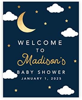 Andaz Press Personalized Large Canvas Baby Shower Welcome Sign, 16 x 20 Inches, Twinkle Twinkle Little Stars, Guestbook Alternative, Custom Baby Shower Sign, for Twinkle Twinkle Little Stars Theme by AndazPress