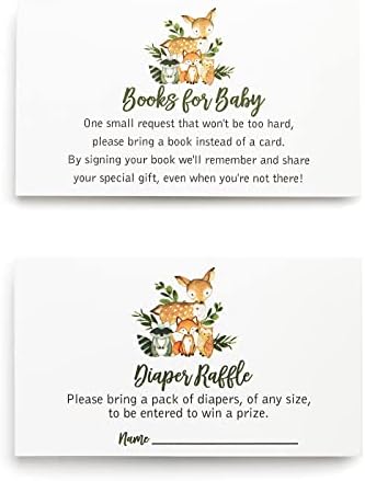 All Ewired Up Boxed Sets: 50 Pack Watercolor Woodland Greenery Thank You Cards, 25 Invitations, 25 Diaper Raffle Cards and 25 Books For Baby Inserts - Image 6