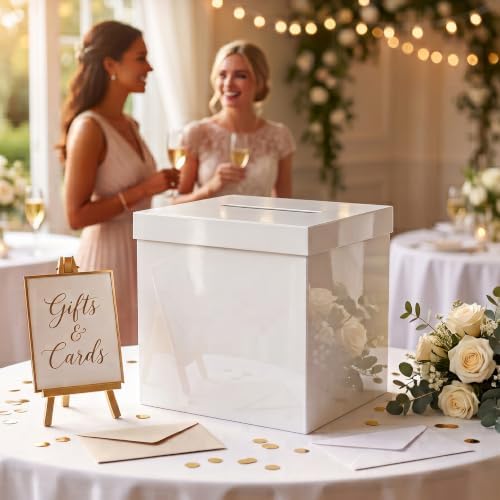 OnDisplay Luxe Acrylic Wedding Card Box with Lid - 10in Reception Money Box - Image 4