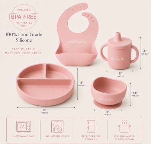 Ullabelle 7 piece baby feeding feeding set with suction toddler plate, silicone suction bowl with lid, and 2 spoons - Image 3