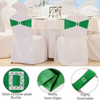 Spandex Emerald Green Chair Sashes Bows 50 PCS Stretch Chair Cover Band - Image 3