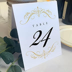Classic Flourish Table Numbers, Gold, 1-65 by DocumentsandDesigns