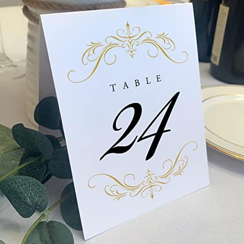 Classic Flourish Table Numbers, Gold, 1-45 by DocumentsandDesigns
